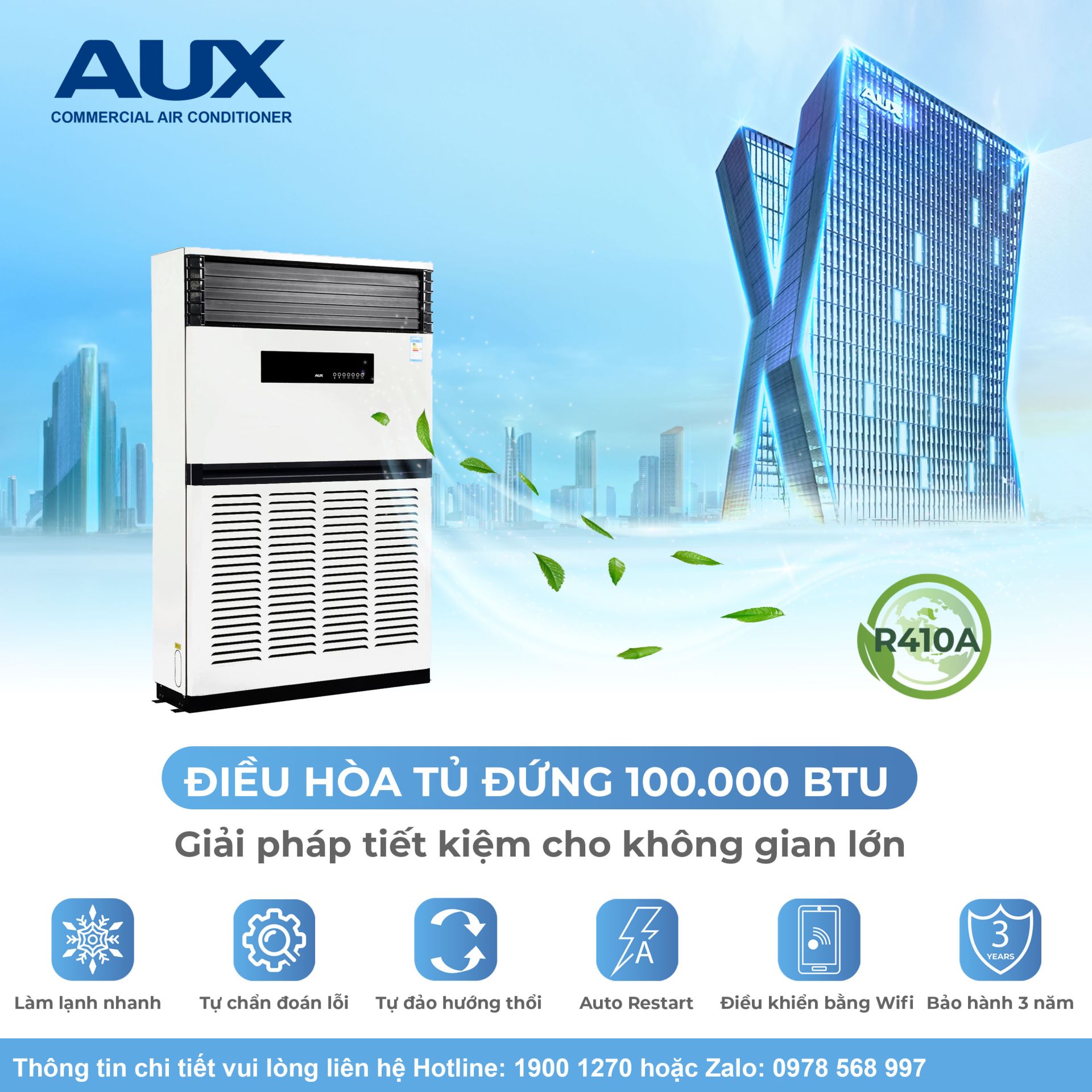 ĐIỀU HÒA TỦ ĐỨNG AUX 100.000 BTU - LỰA CHỌN HOÀN HẢO CHO KHÔNG GIAN CÔNG NGHIỆP